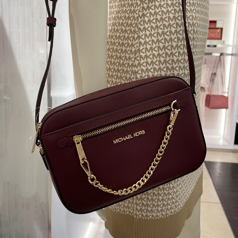 Michael Kors Jet Set Item Large East West Zip Chain Crossbody 
Merlot